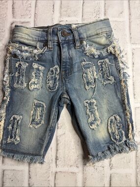Evolution In Design Boys Distressed Blue Denim Shorts Size 4 Distressed